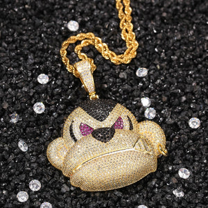 Iced Out Angry Monkey Head Pendant - Different Drips