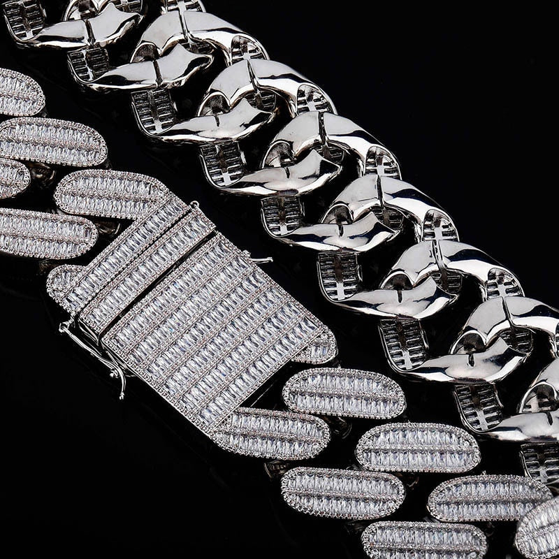 Iced Out 39mm White Gold Cuban Curb Miami Link Chain - Different Drips