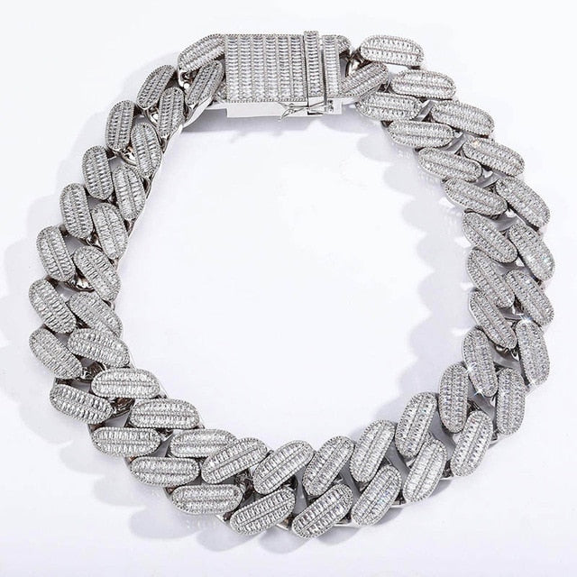 Iced Out 39mm White Gold Cuban Curb Miami Link Chain - Different Drips