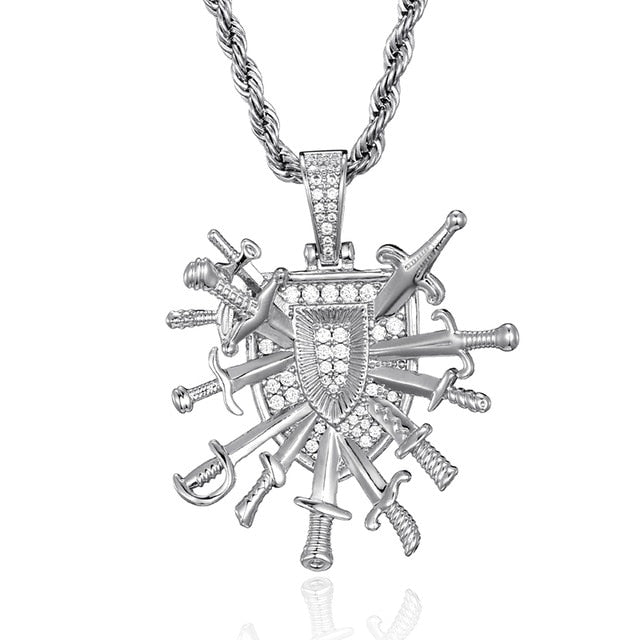 Iced Out Shield Pendant - Different Drips