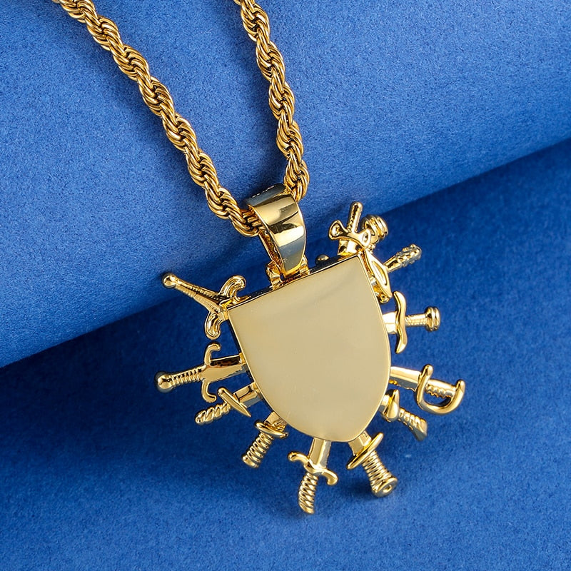 Iced Out Shield Pendant - Different Drips