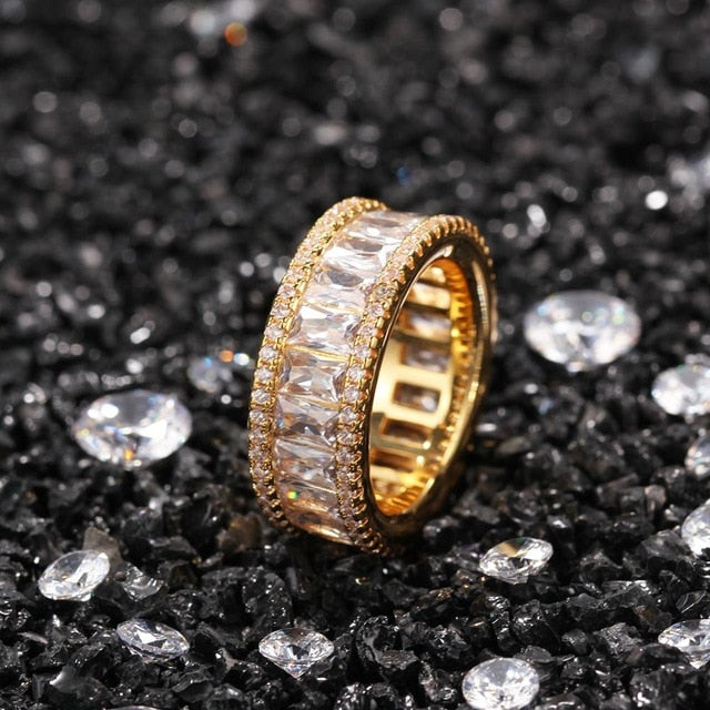 8mm Round & Baguette Cut Band Ring - Different Drips