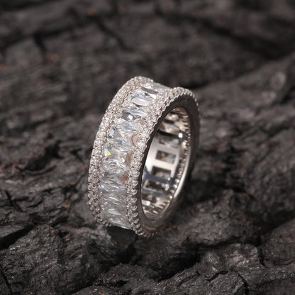 8mm Round & Baguette Cut Band Ring - Different Drips