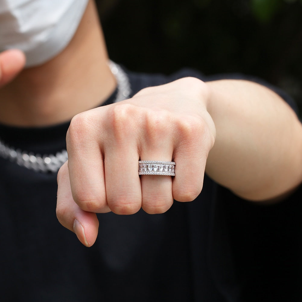 8mm Round & Baguette Cut Band Ring - Different Drips
