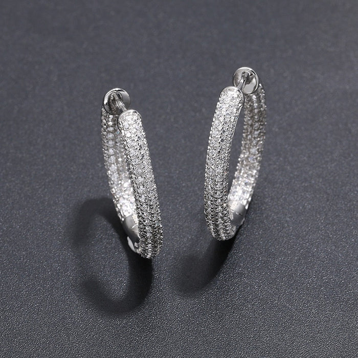 Iced Out White Gold Hoop Earrings - Different Drips