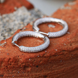 Iced Out White Gold Hoop Earrings - Different Drips