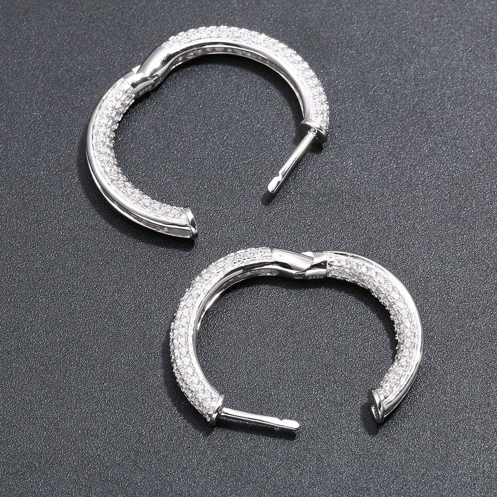 Iced Out White Gold Hoop Earrings - Different Drips