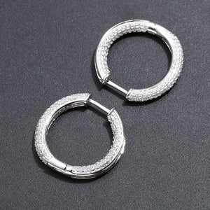 Iced Out White Gold Hoop Earrings - Different Drips