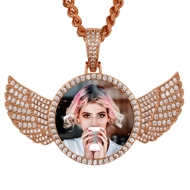 Iced Out Wing Photo Pendant - Different Drips