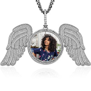 Iced Angle Wing Photo Pendant - Different Drips