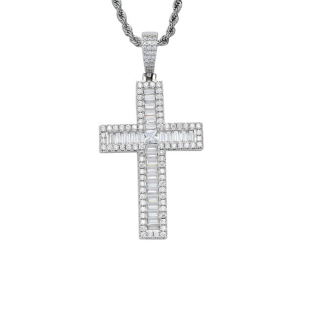 Iced Out Baguette Cross Pendant - Different Drips