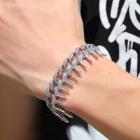Thumbnail for 19mm White Gold Thorns Miami Cuban Bracelet - Different Drips