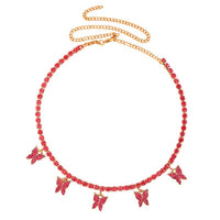 Thumbnail for Women's Fire Red Butterfly Necklace - Different Drips