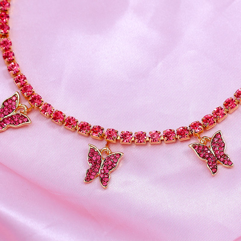 Women's Fire Red Butterfly Necklace - Different Drips
