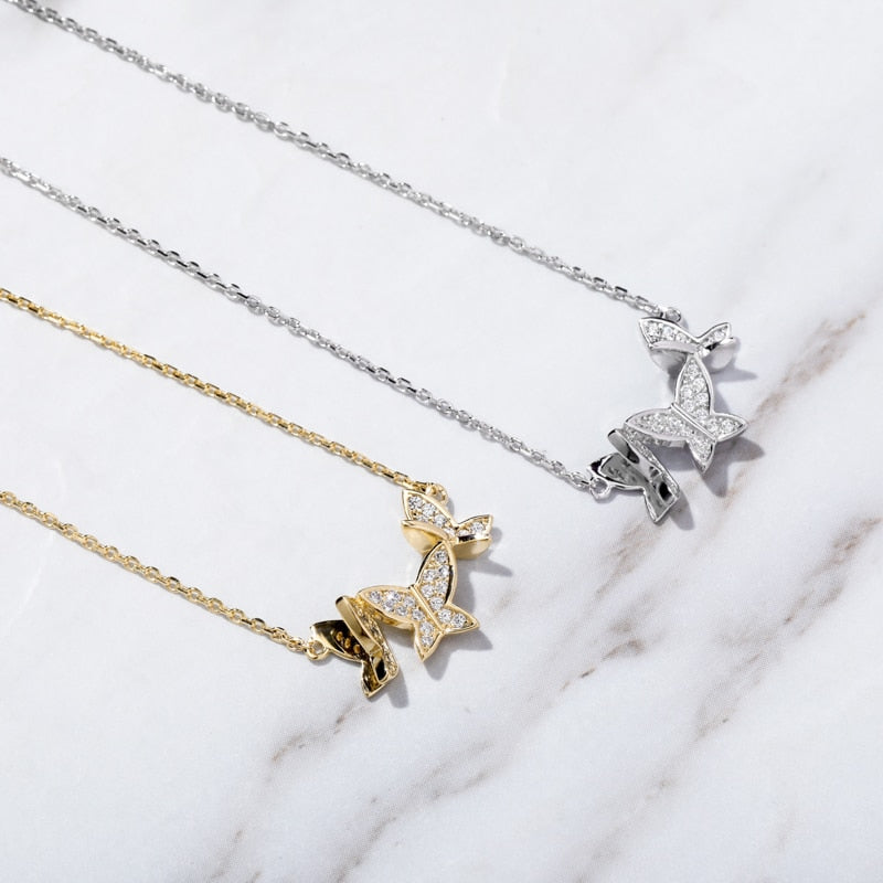 Solid 925 Sterling Silver Butterfly Necklace - Different Drips