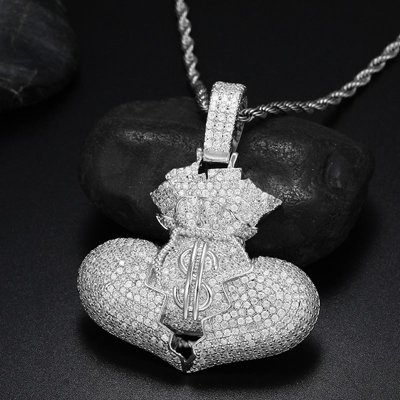 Broken heart money bag pendant - Different Drips