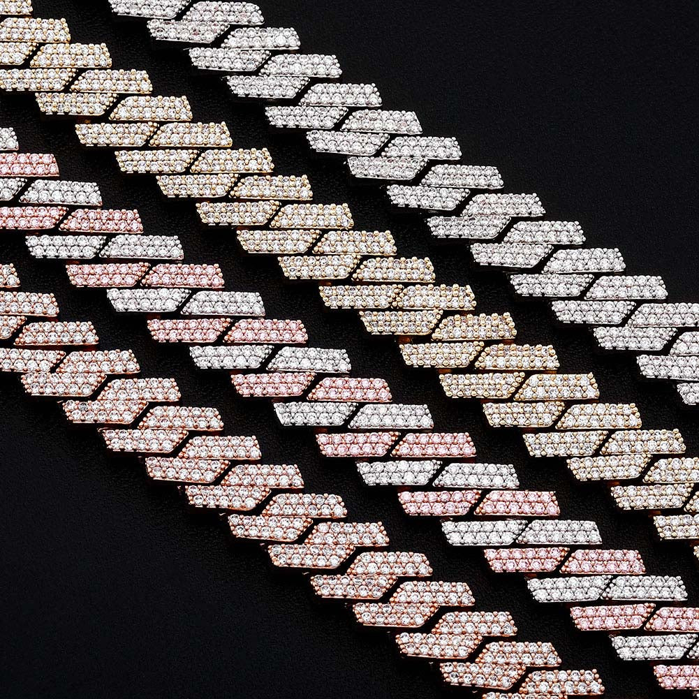 12mm Two-Tone Rose Gold Cuban Prong Chain - Different Drips