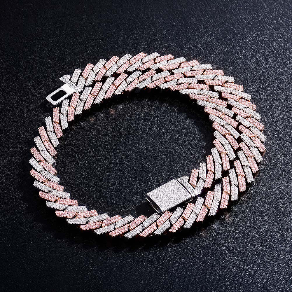 12mm Two-Tone Rose Gold Cuban Prong Chain - Different Drips