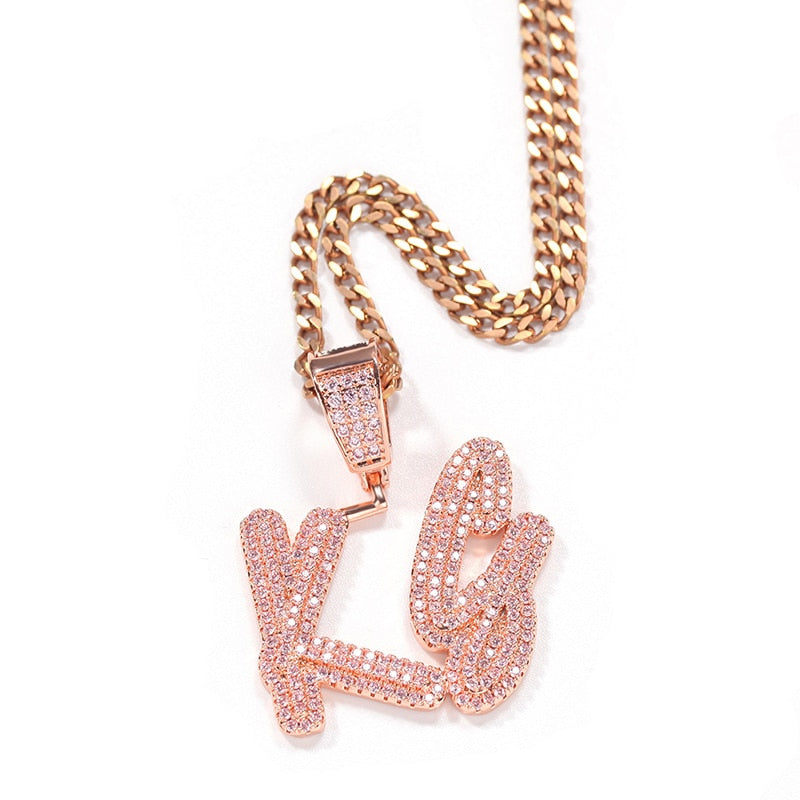 Cursive Font Custom Letter Pendant - Different Drips