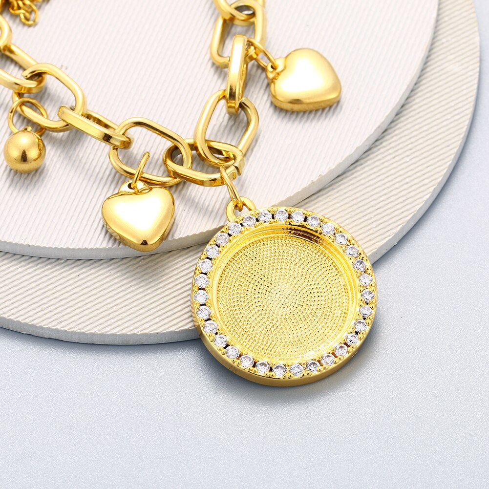 Yellow Gold Heart Photo Bangle - Different Drips