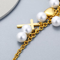 Thumbnail for Yellow Gold Heart & Cross Photo Bangle - Different Drips
