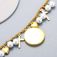Thumbnail for Yellow Gold Heart & Cross Photo Bangle - Different Drips