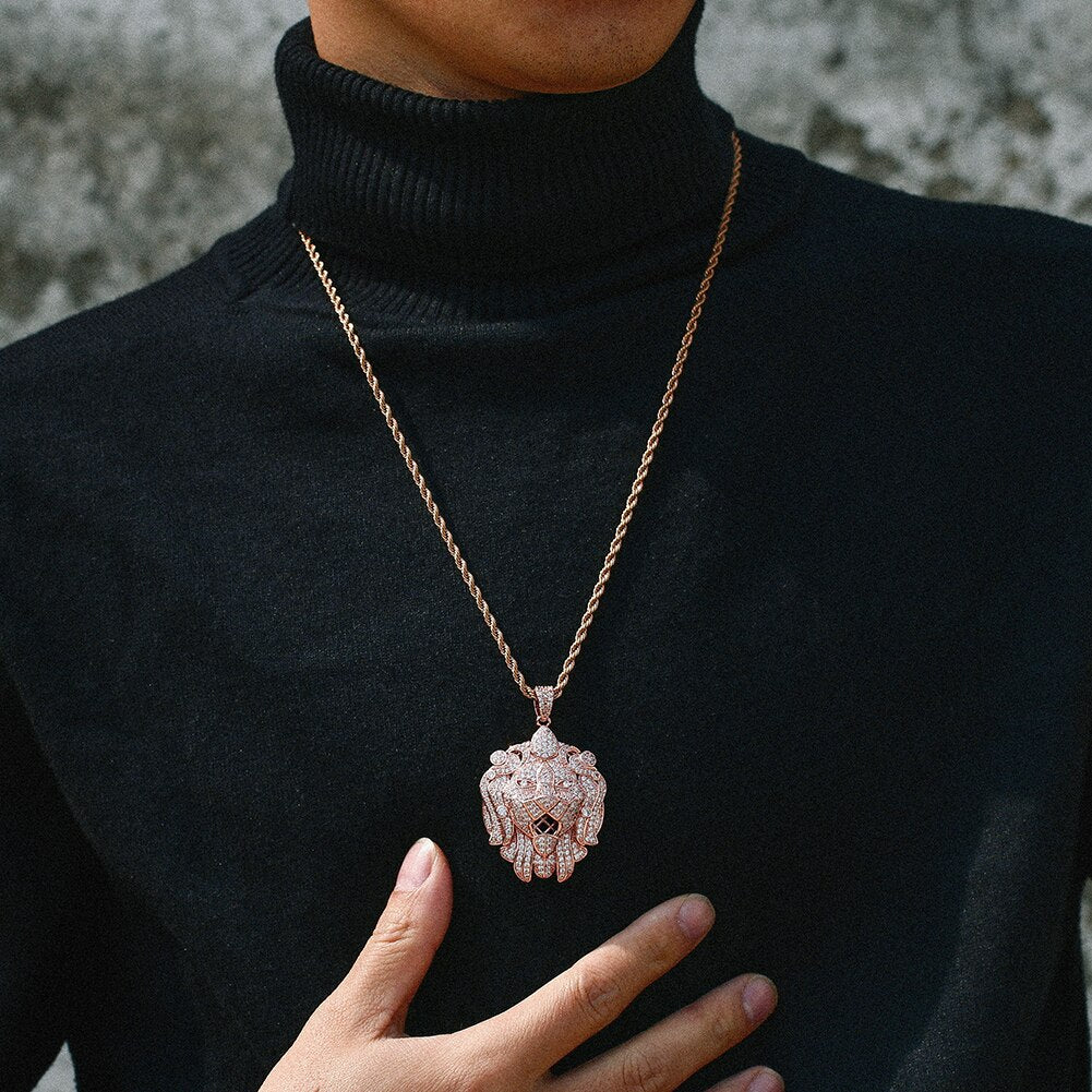 Iced Royal Lion Head Pendant - Different Drips