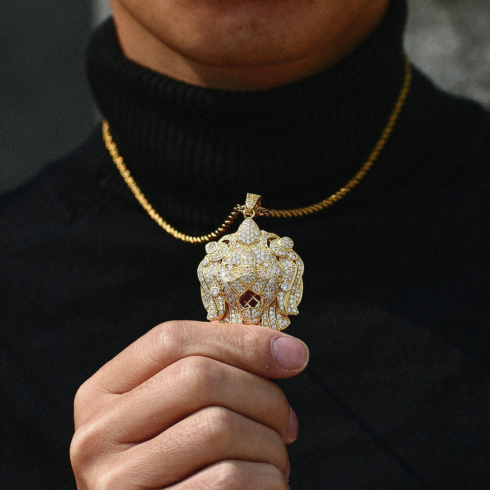 Iced Royal Lion Head Pendant - Different Drips