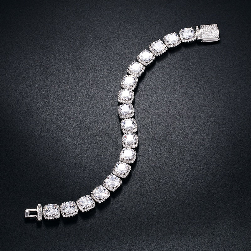 11mm Glacier Clustered Tennis Bracelet White Gold - Different Drips