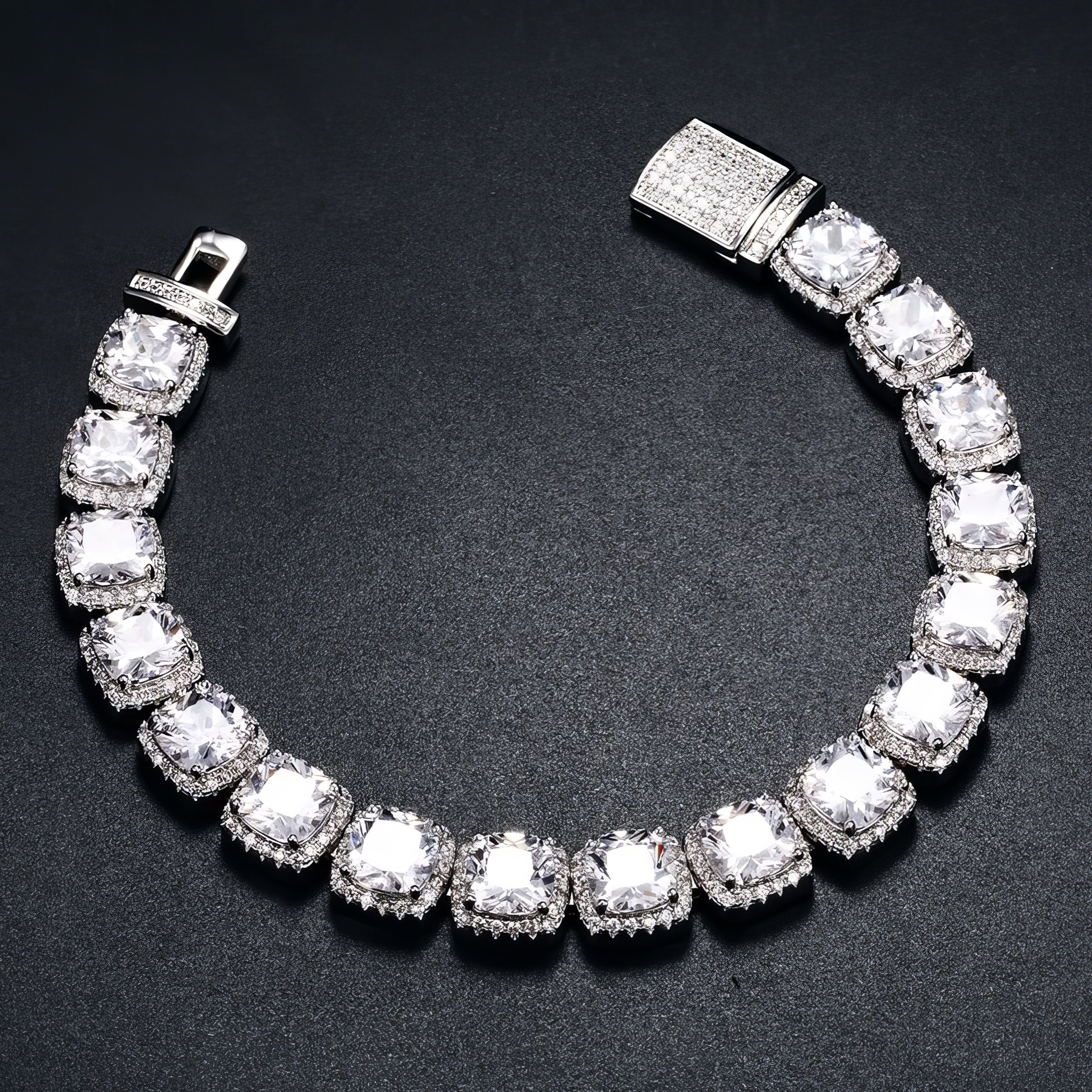 11mm Glacier Clustered Tennis Bracelet White Gold - Different Drips