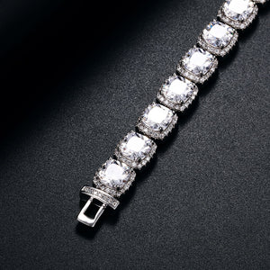 11mm Glacier Clustered Tennis Bracelet White Gold - Different Drips