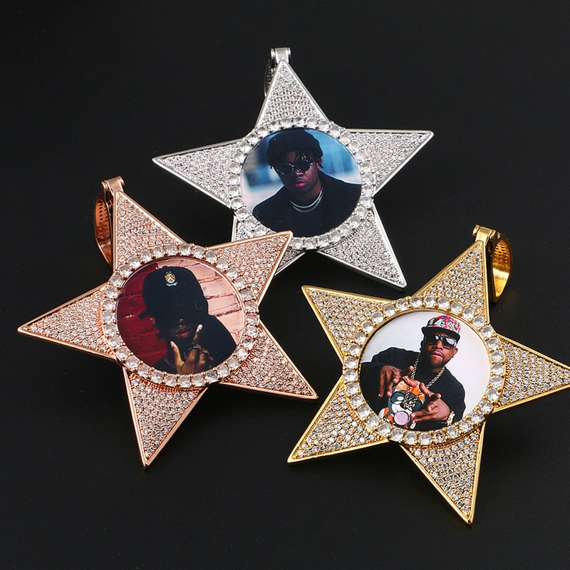 Custom Star Photo Pendant - Different Drips