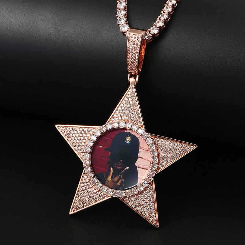 Custom Star Photo Pendant - Different Drips