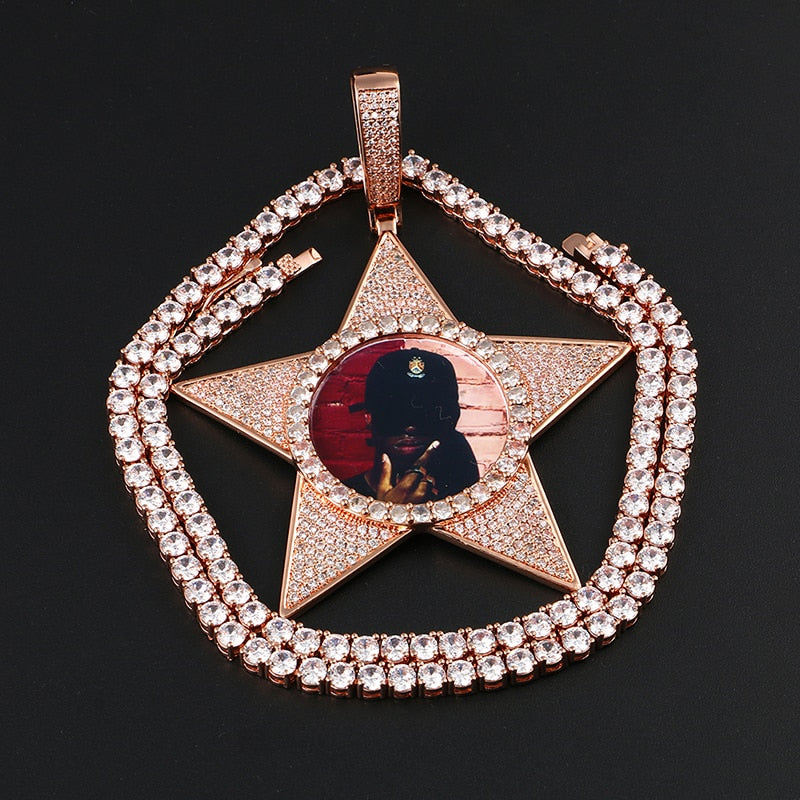 Custom Star Photo Pendant - Different Drips