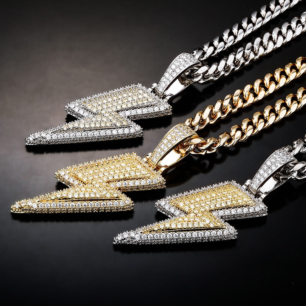 Large Lightning Bolt Pendant - Different Drips