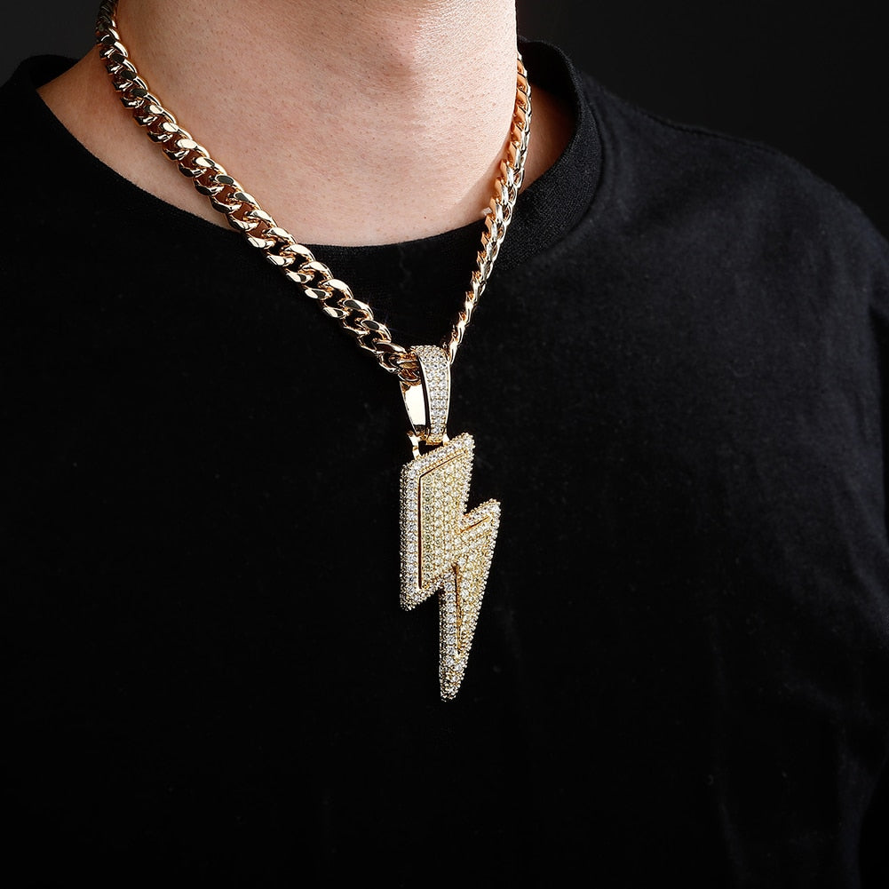 Large Lightning Bolt Pendant - Different Drips