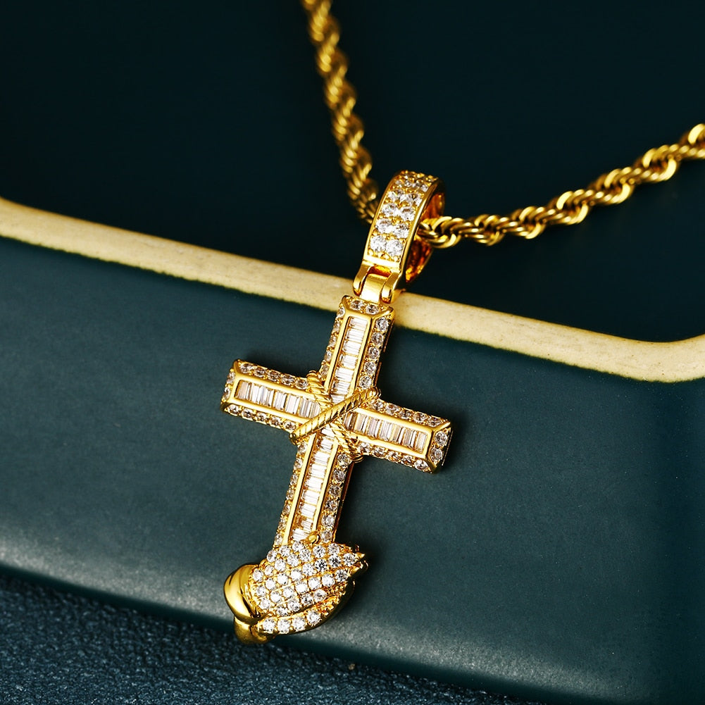 Baguette Prayer Hand Cross Pendants - Different Drips