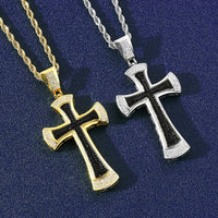 Thumbnail for Iced Black Cross Pendant - Different Drips
