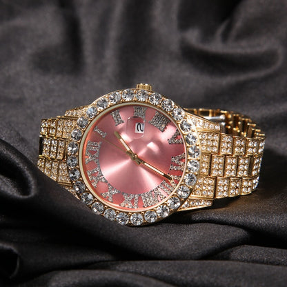 Iced Roman Numeral Colored Dial Watch - Different Drips