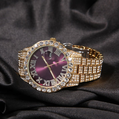 Iced Roman Numeral Colored Dial Watch - Different Drips