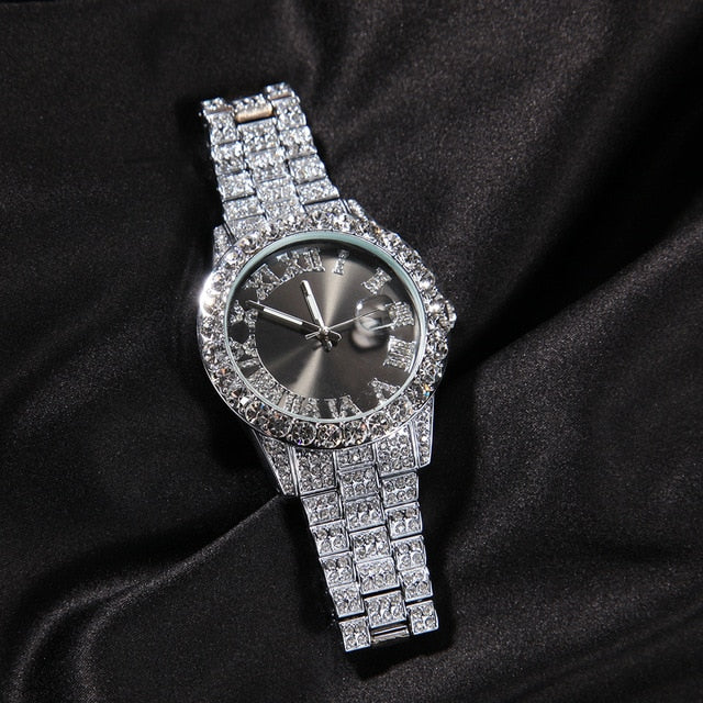 Iced Roman Numeral Colored Dial Watch - Different Drips