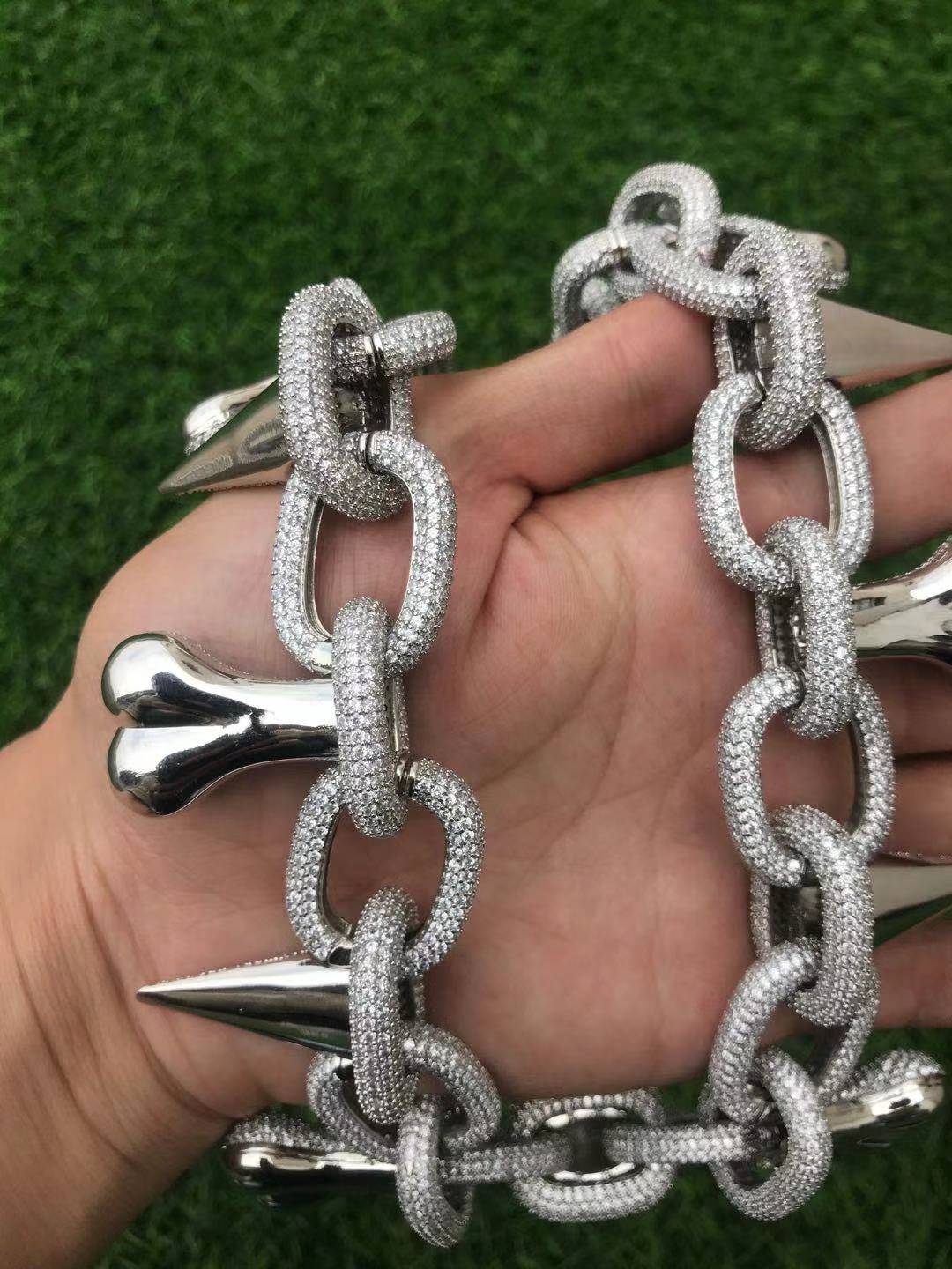 Iced Out Bone & Rivet Chain - Different Drips