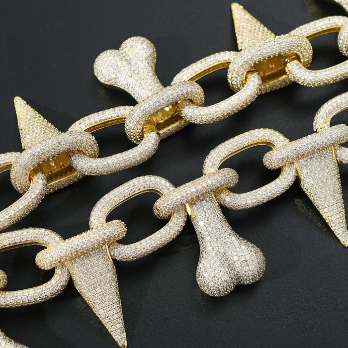 Iced Out Bone & Rivet Chain - Different Drips