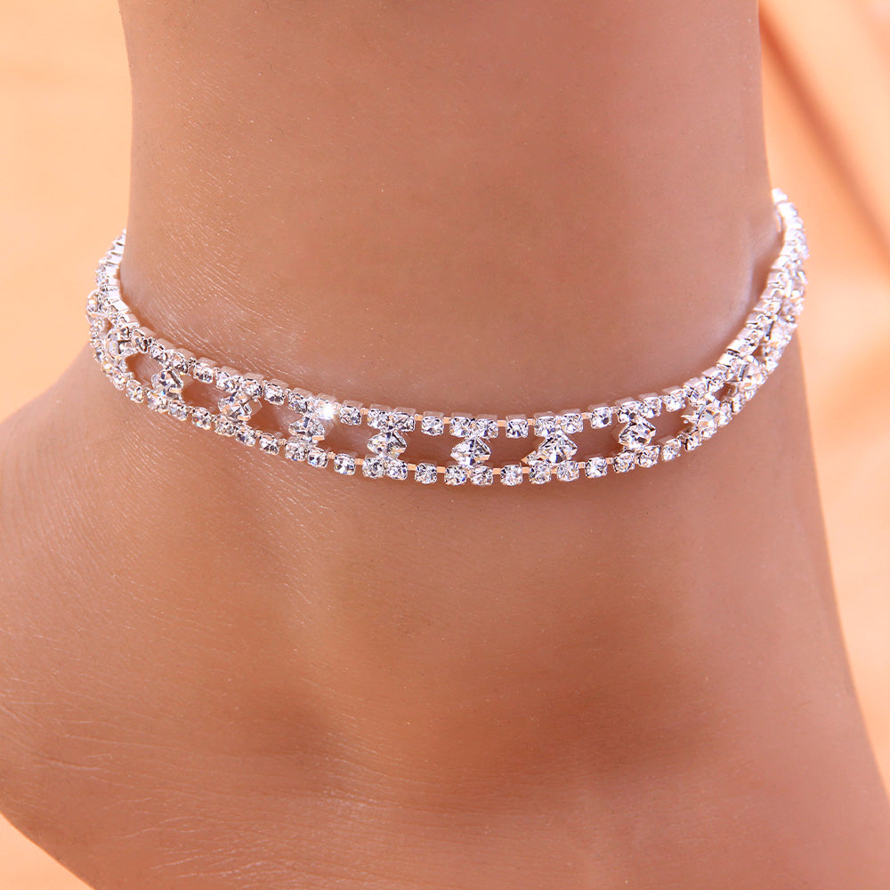 Double Row Star Pattern Anklet - Different Drips