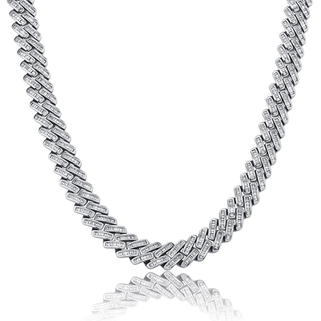 12mm Baguette Prong Cuban Link Chain - Different Drips