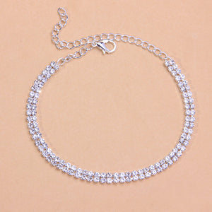 Double Row Tennis Anklet in White Gold - Different Drips