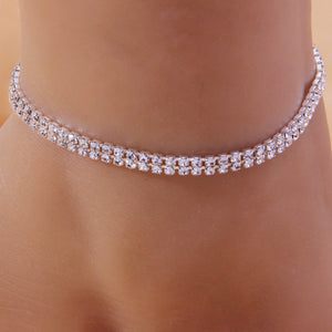 Double Row Tennis Anklet in White Gold - Different Drips