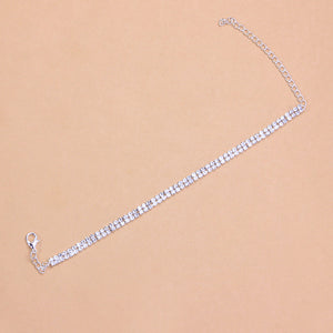 Double Row Tennis Anklet in White Gold - Different Drips