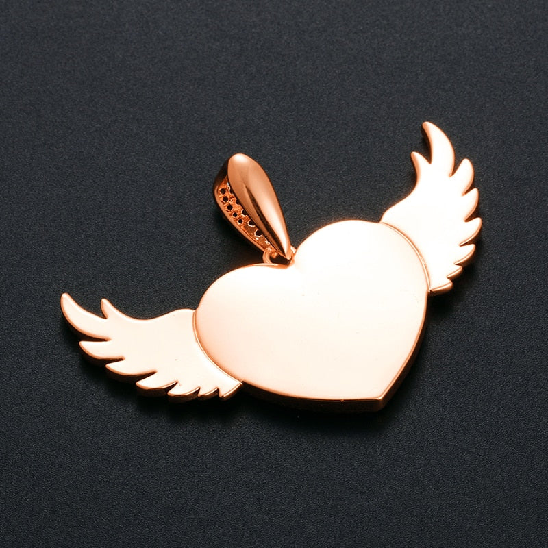 Custom Angel Wings Heart Photo Pendant - Different Drips