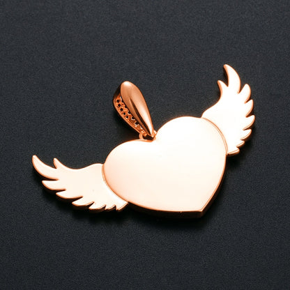 Custom Angel Wings Heart Photo Pendant - Different Drips